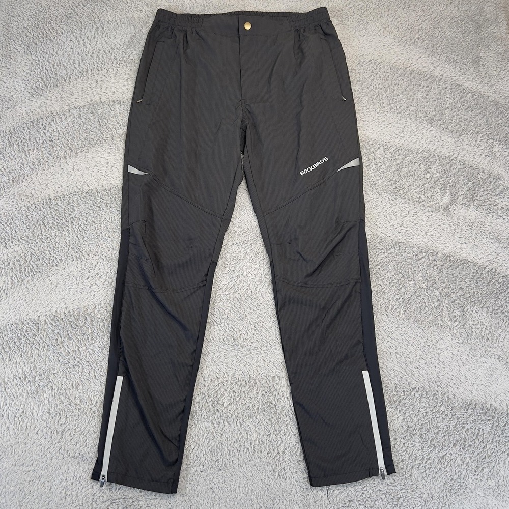 ROCKBROS Cycling Pants Mens XL Black Bicycle Reflective Zip Pockets Athleisure
